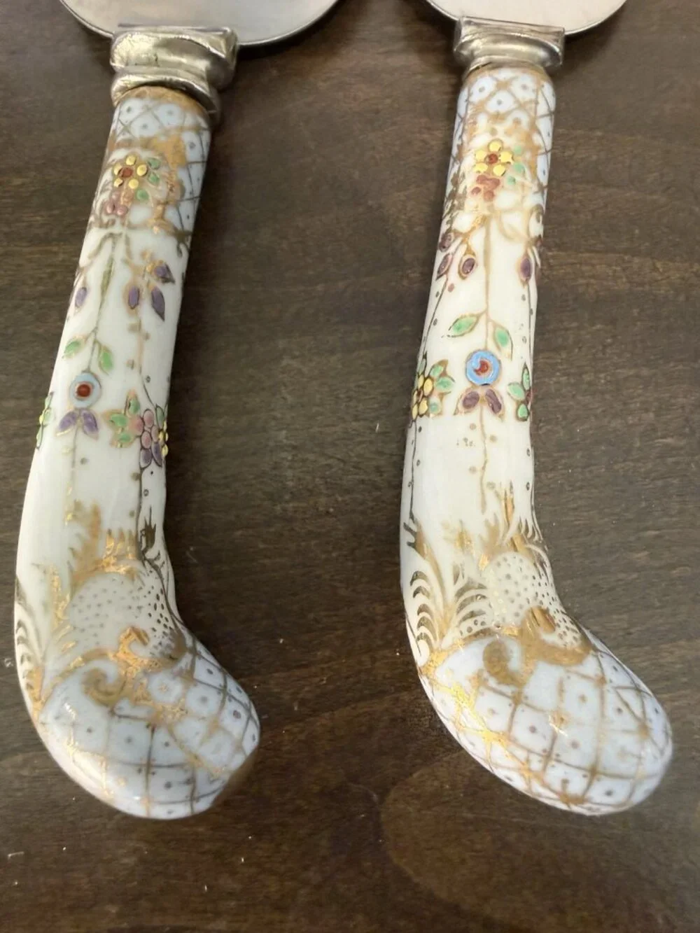 Vintage 2 Piece Sheffield England Pie & Cake Serving Set Stainless S & Porcelain